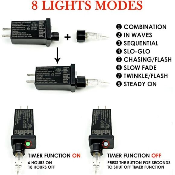 66Ft 200 LED Fairy Lights Plug in, Waterproof String Lights Outdoor 8 Modes - Picture 2 of 7